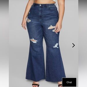 Fashion to Figure Blue Distressed Flare Jeans